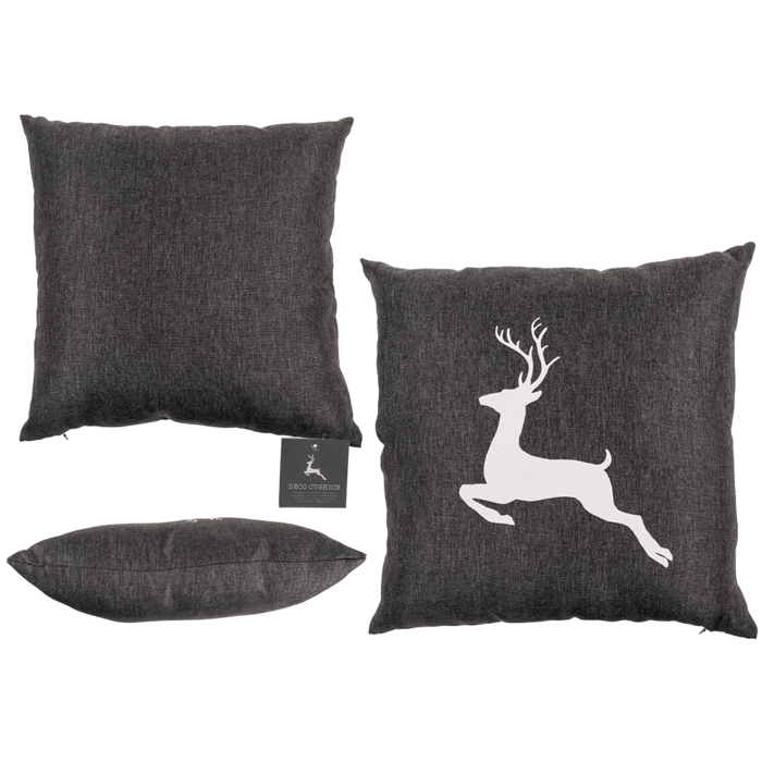 Dark grey colored decoration cushion, Deer,