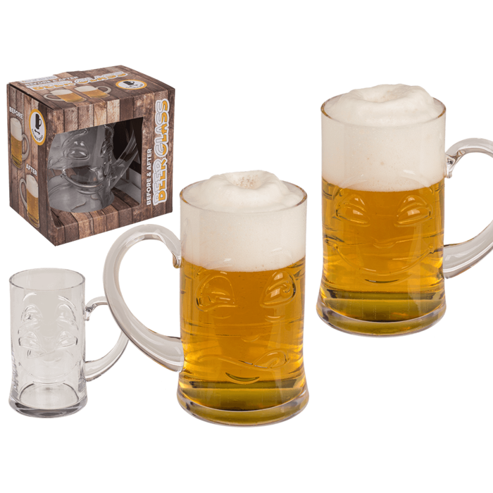Double Sided Beer Glass, Before and After,
