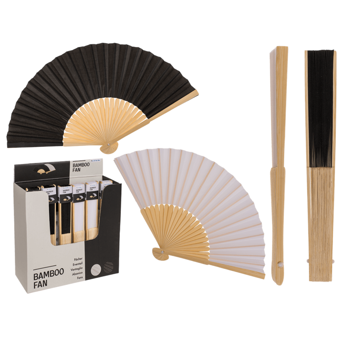 Fan, Black & White, ca. 21 cm, bamboo,