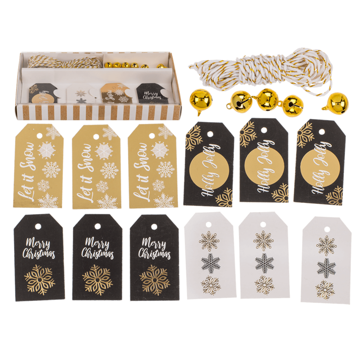 Gift tags, Golden shine, including 6 bells