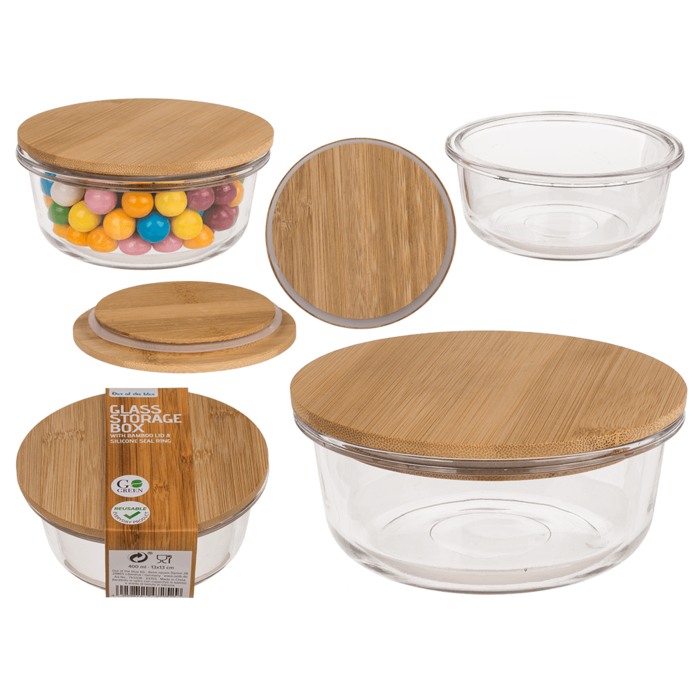 Glass storage box, for 400 ml, ca. 14 x14 cm,