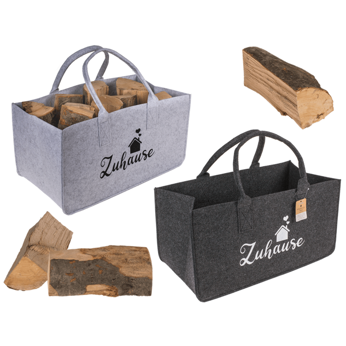 Grey felt bag for wood, Zuhause,