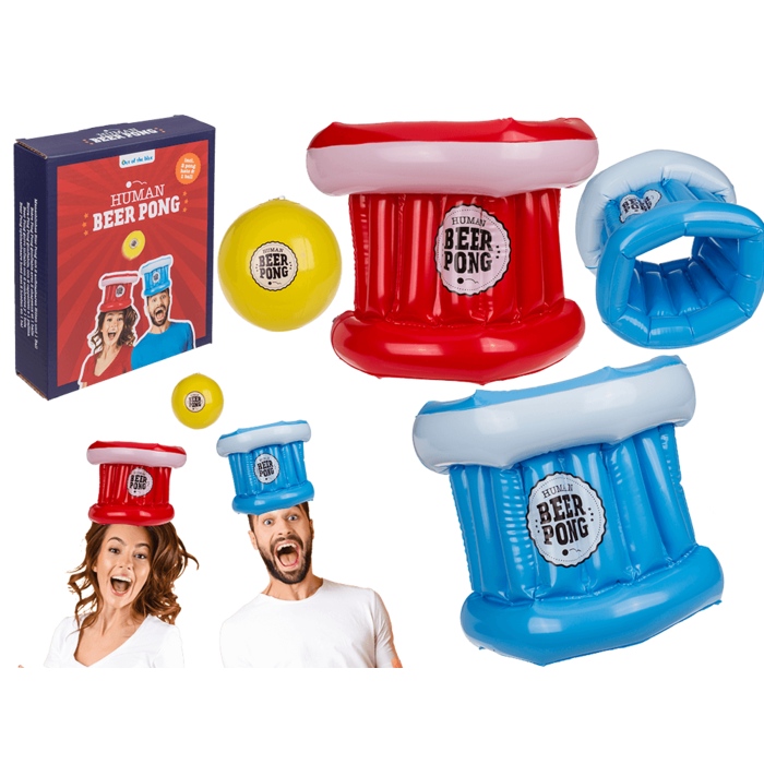 Human Beer Pong with 2 hat and ball,
