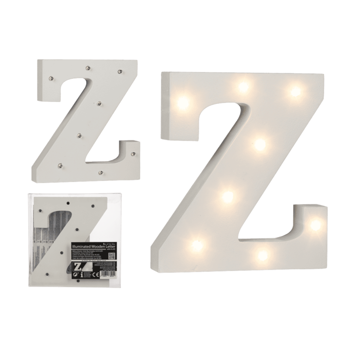Illuminated wooden letter Z,