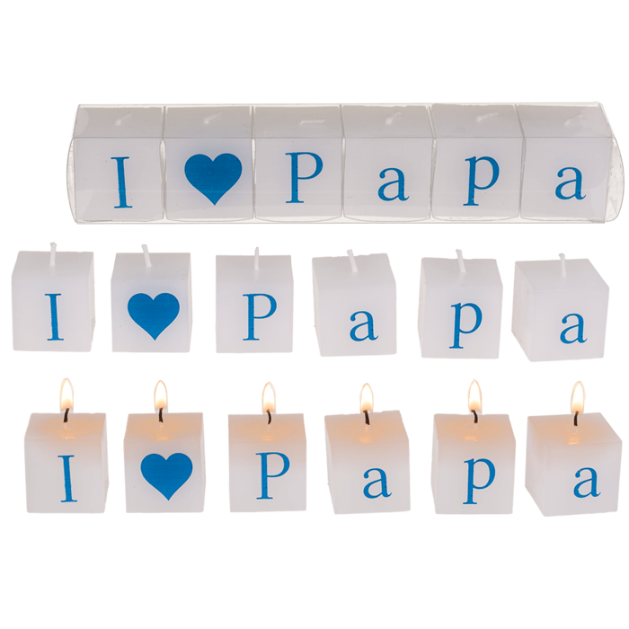 Insieme di candele con scritta, I love Papa,
