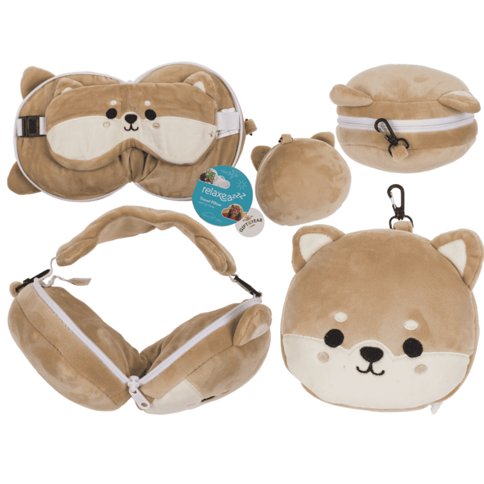 Kids Plush travel pillow with eye mask,