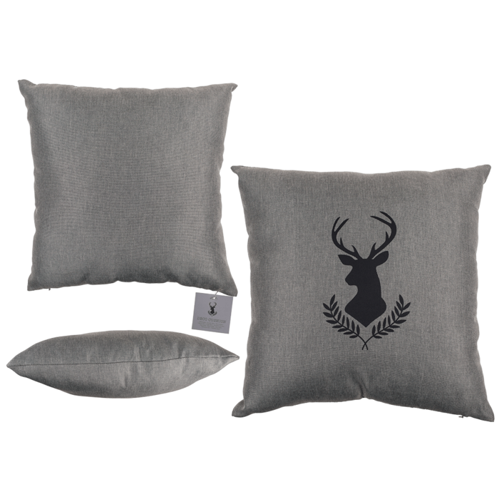 Light grey colored decoration cushion, Deer head,