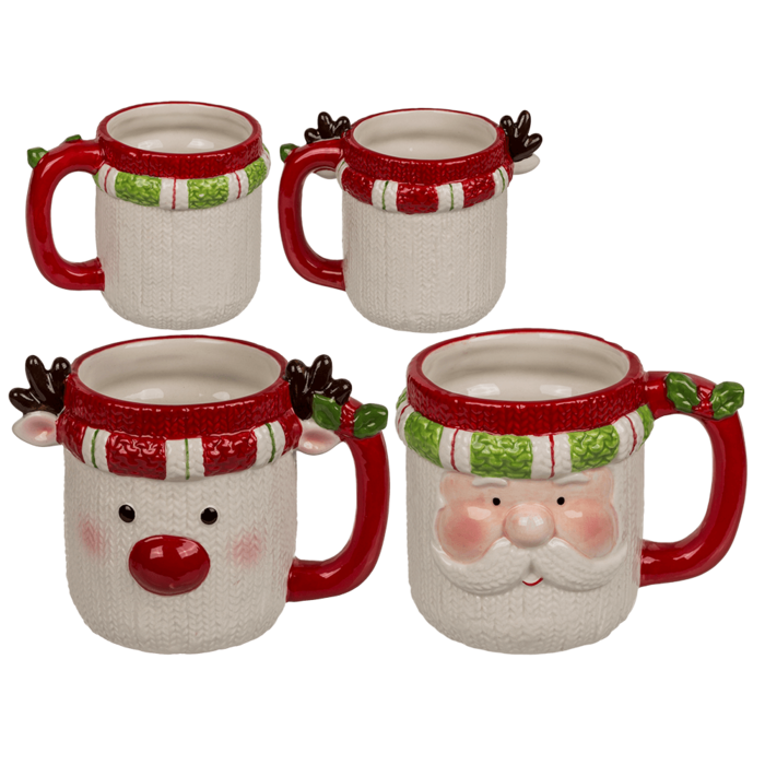 Mug, santa & reindeer ass.,