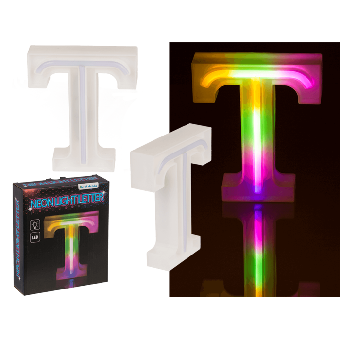 Neon-Leuchtbuchstabe, T, Höhe:16 cm,
