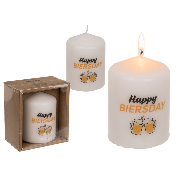 Pillar candle, Happy Biersday,