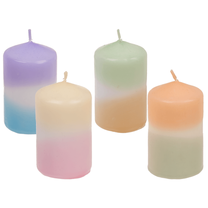 Pillar candle with colour gradient, Pastel,