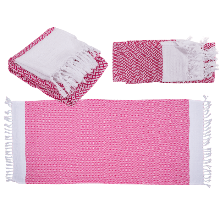 Pink/white premium fouta towel