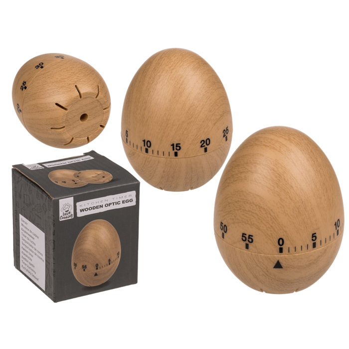 Plastic timer, Egg in wooden optic,