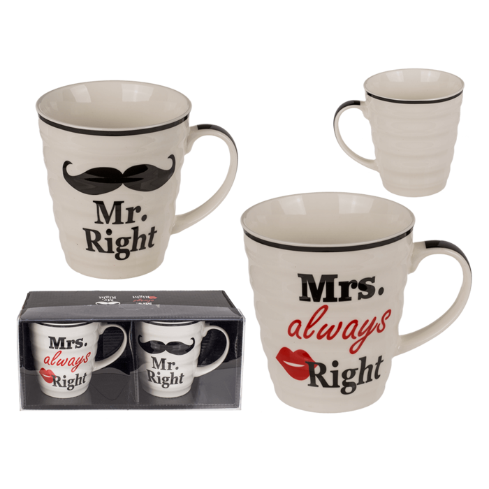 Porcelain mug, Mr Right & Mrs Always Right,