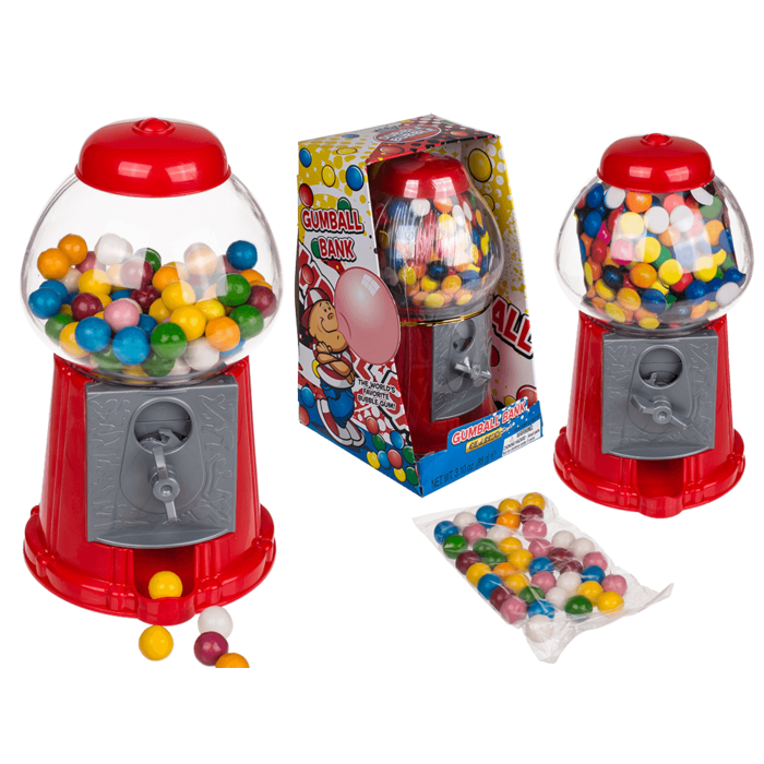 Red gumball machine, with ca. 90 g chewing gums,