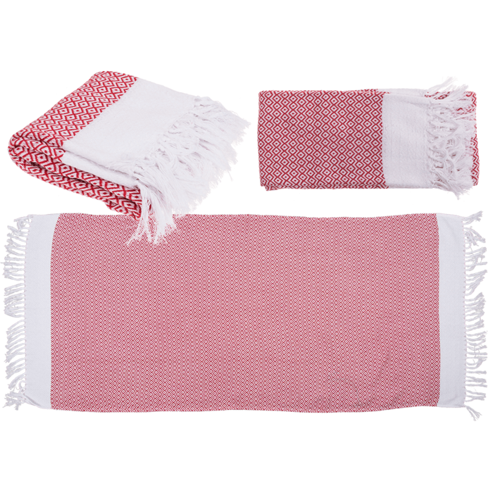 Red/white premium fouta towel