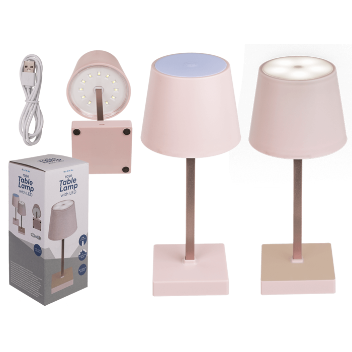 Rose colored table lamp with LED,