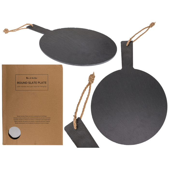 Round slate plate with handle,