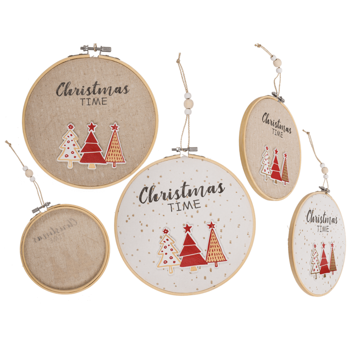 Round wooden frame with Jute, Christmas Time,