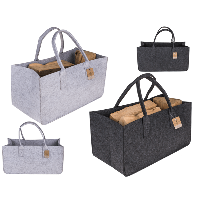 Sac gris en feutre pour bois de chauffage,