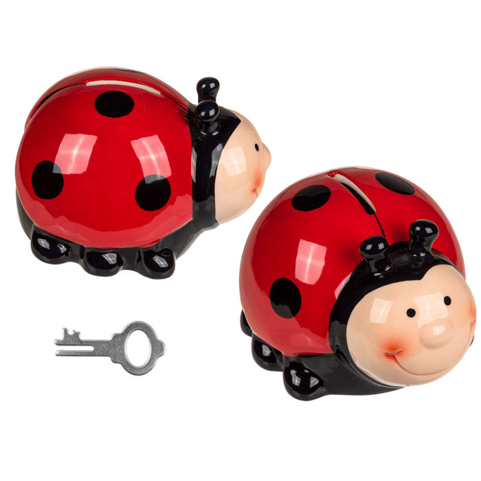 Savings box with lock, Ladybird,