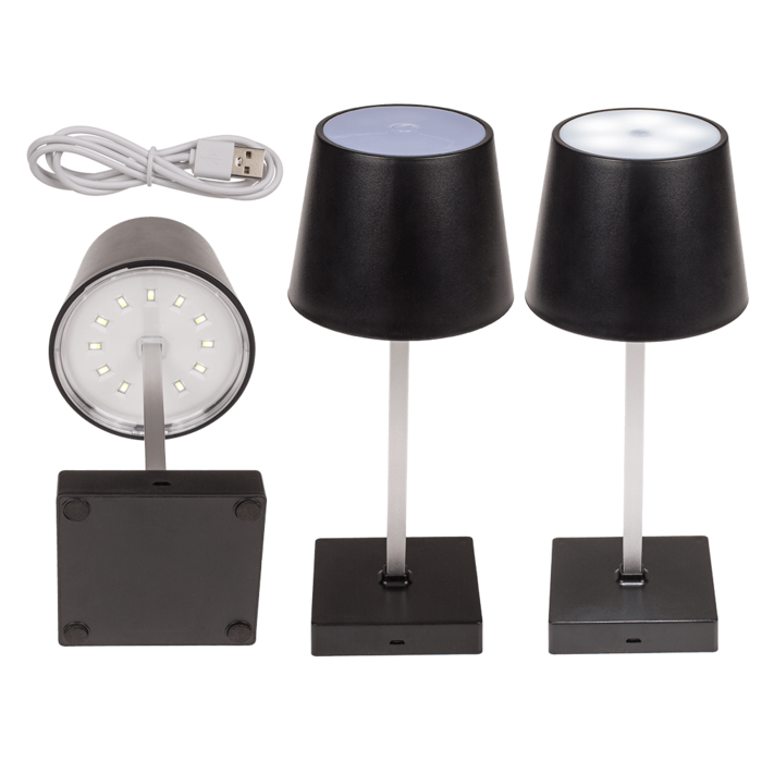 Schwarze Tisch-Lampe mit LED,