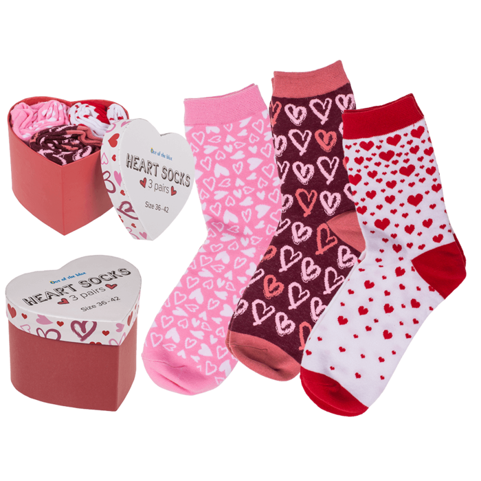 Set of 3 women socks, Hearts, Size 36 - 42,
