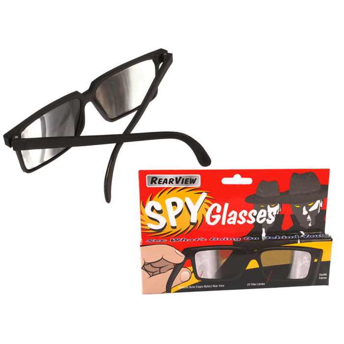 Spionagebrille mit Seitenspiegel im Bügel,