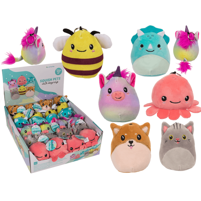 Squish Pets with keyring, approx. 9 cm,