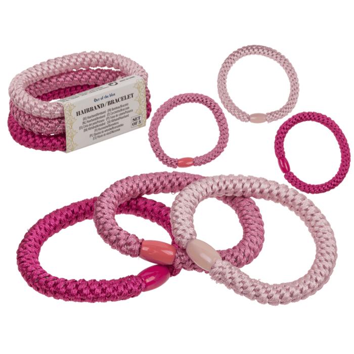 Textile hairband/bracelet, Pink Shades