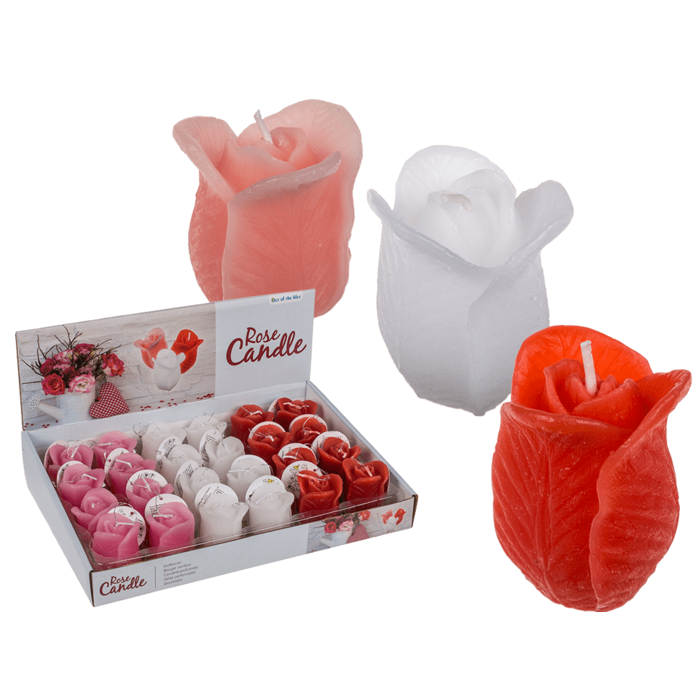 Velas en forma de rosa, 3 colores,