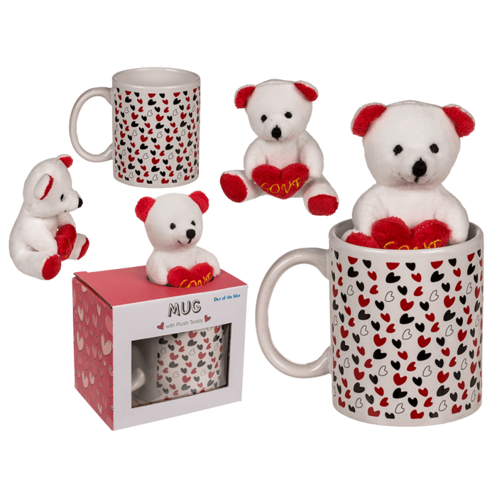 White mug, with little hearts,