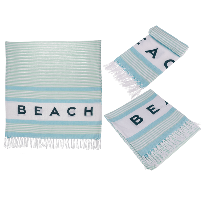 White/turquoise/blue coloured Fouta Towel, Beach,
