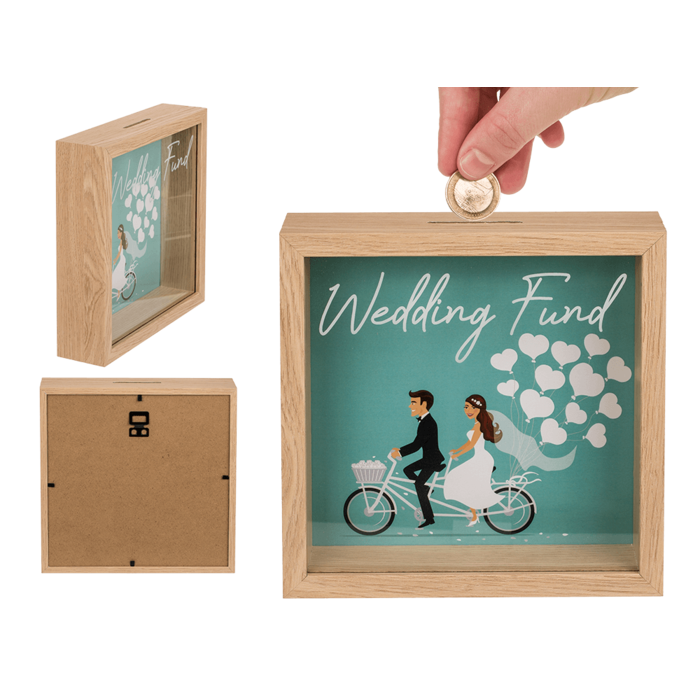 Wooden saving box, wedding fund,
