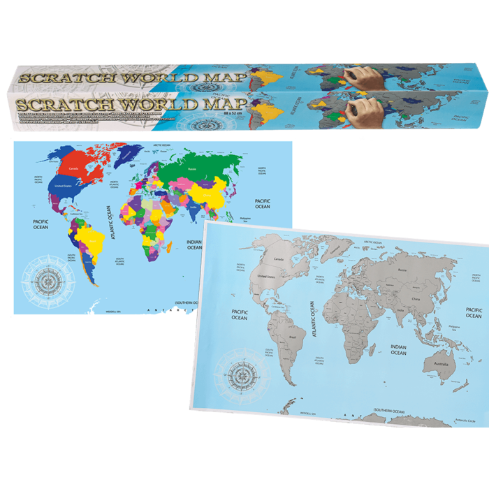 World map for scratching,