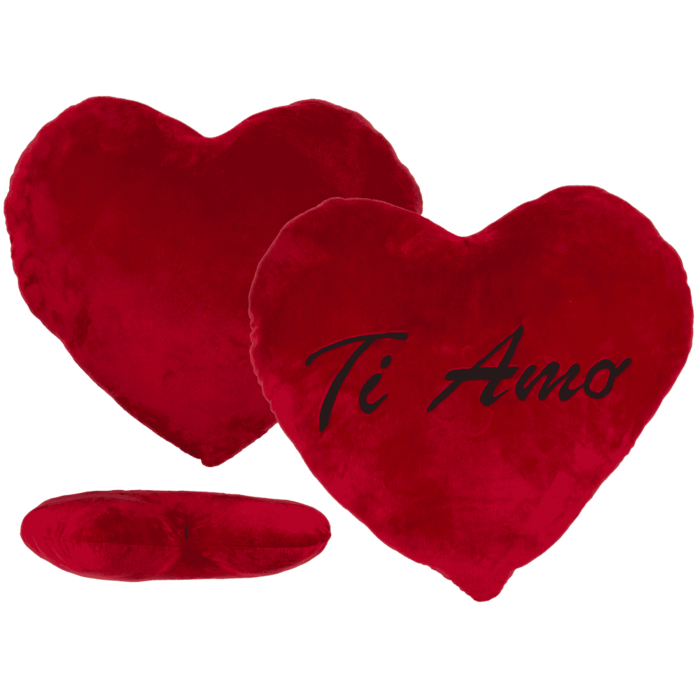 XXL-Corazón rojo de peluche, Ti Amo,