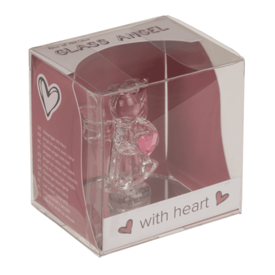 Ángel de cristal con corazón, 5 cm