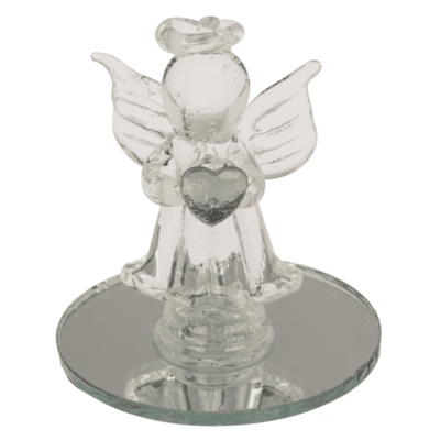 Ángel de cristal con corazón, 5 cm