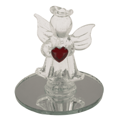 Ángel de cristal con corazón, 5 cm