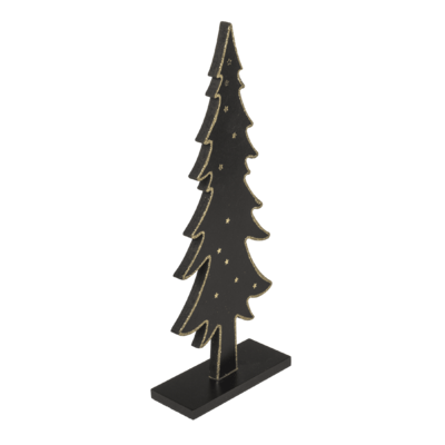 Abeto negro de madera con estrellas doradas,