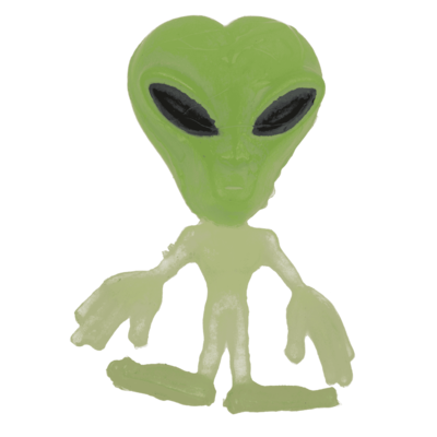 Alien-Schleim mit Alien-Figur, Glow in the Dark,