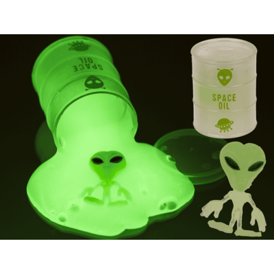 Alien slime with Alien figurine, Glow in the Dark,