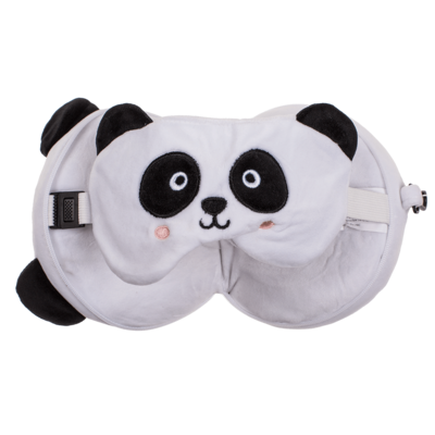 Almohada de viaje de felpa con antifaz, Panda,