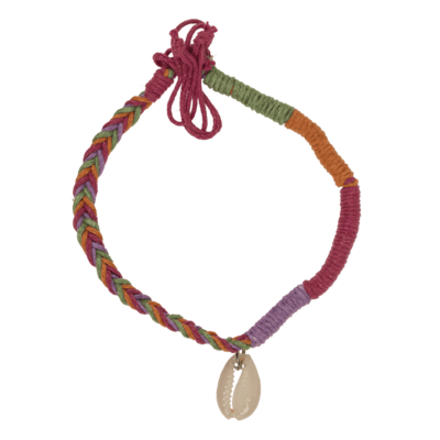 Anklet with shell decor, made of cotton,