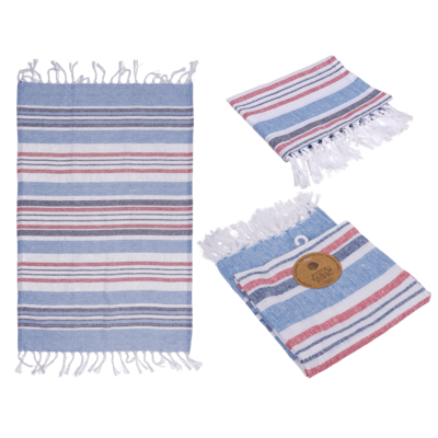 Asciugamano Fouta bianco/blu/rosso
