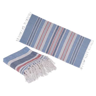 Asciugamano Fouta bianco/blu/rot (per sauna &,