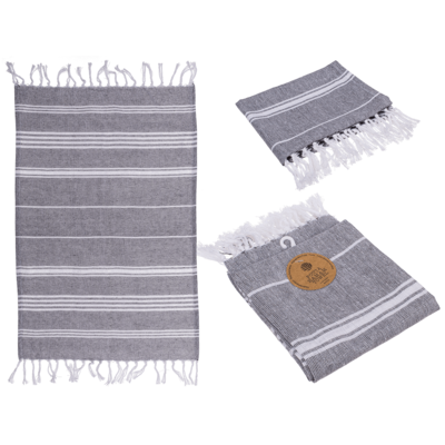Asciugamano Fouta bianco/grigio (per sauna &