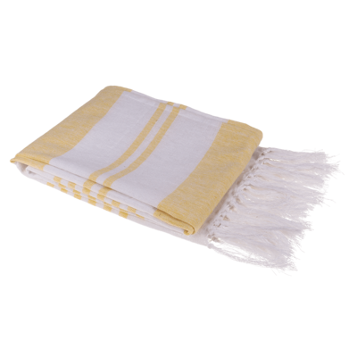 Asciugamano Fouta Hamam bianco/giallo,