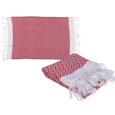 Asciugamano Fouta Hamam Premium rosso/bianco,