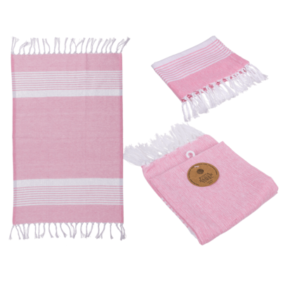 Asciugamano Fouta Hamam rosa/bianco